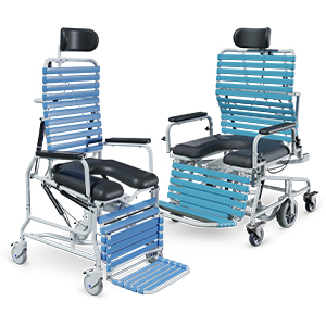 Two different models of shower commode wheelchairs