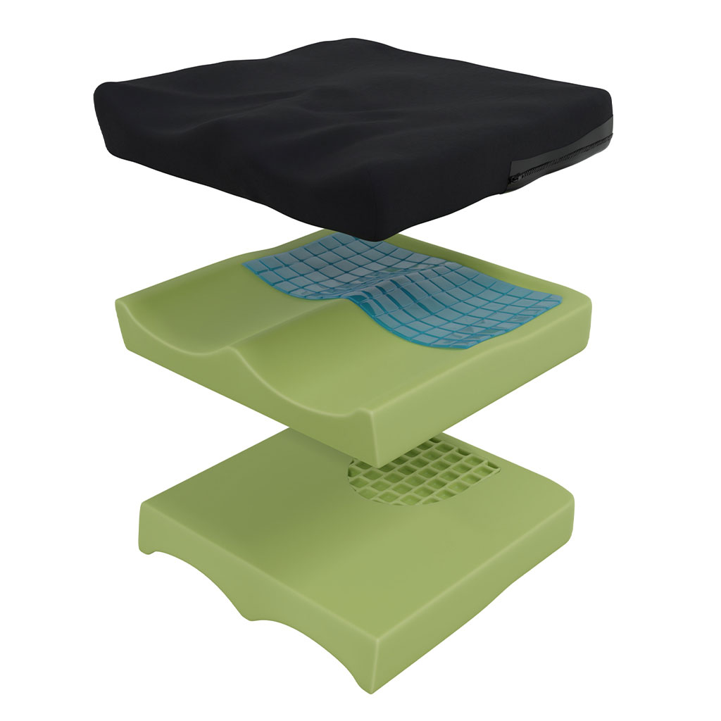 Matrx Flo-tech Plus Foam and Gel Pressure Relief Wheelchair Cushion