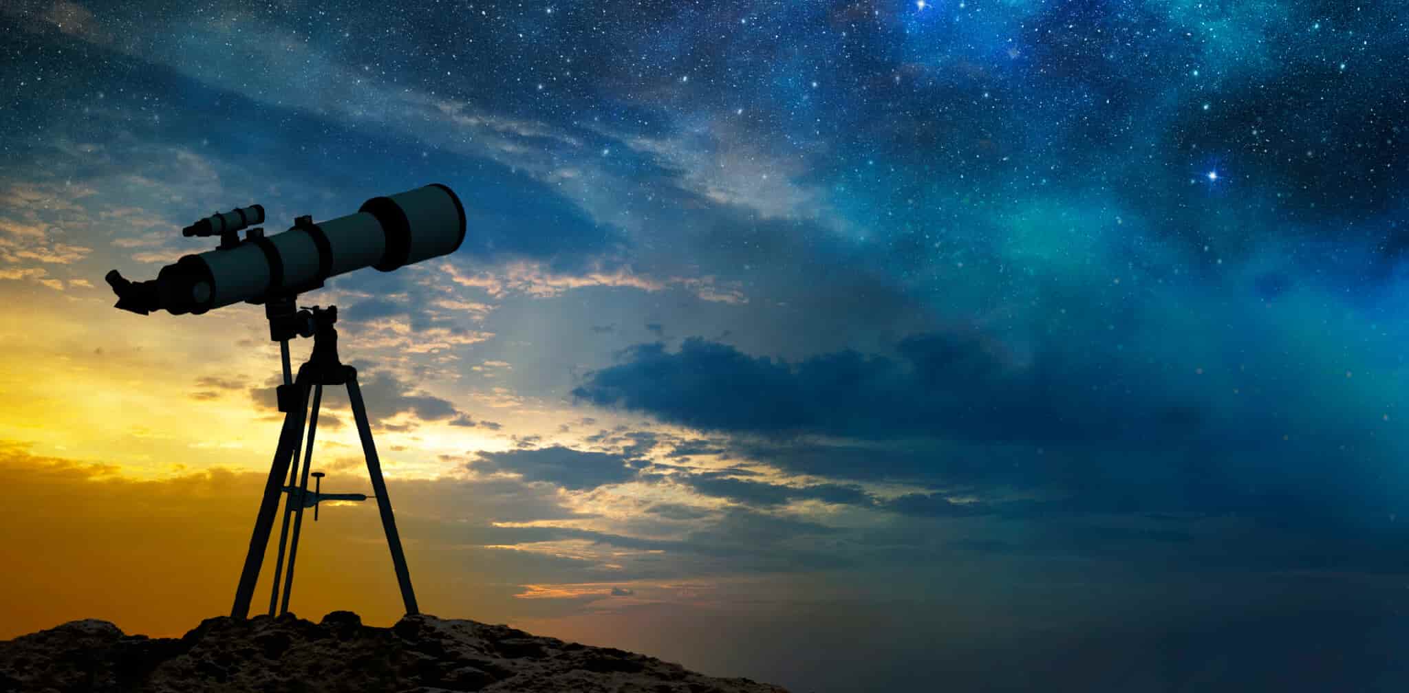 A telescope looking into the night sky