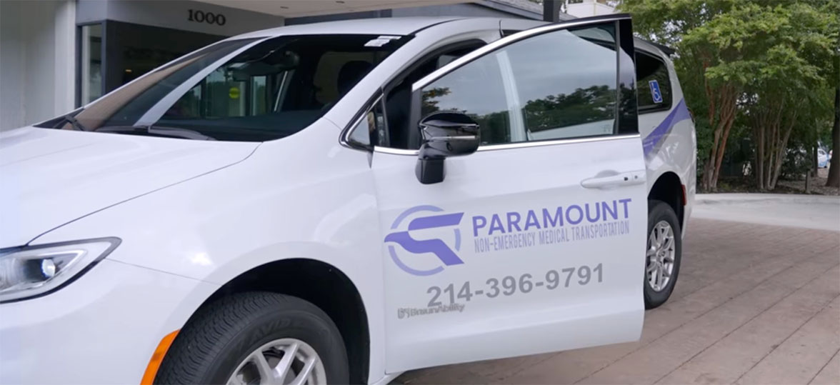 Photo of the Paramount NEMT van with the door ajar