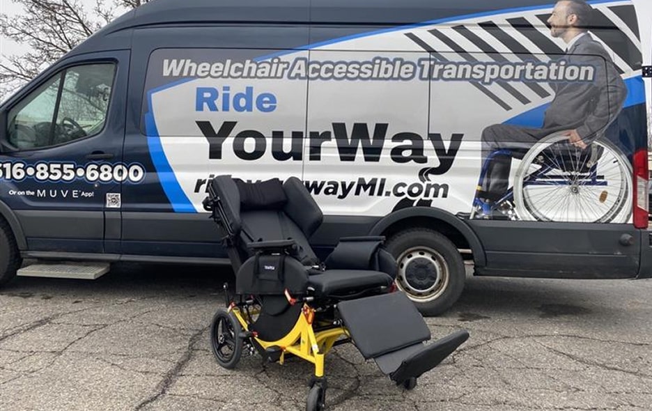 A transport van with Traversa Wheelchair