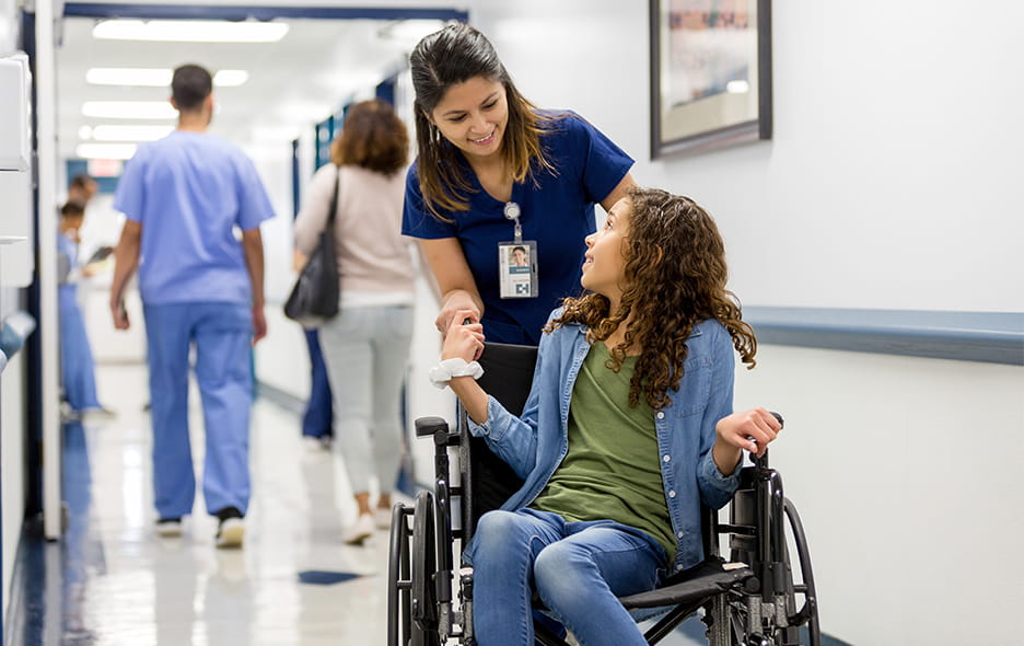 Pediatric patient in a wheelchair