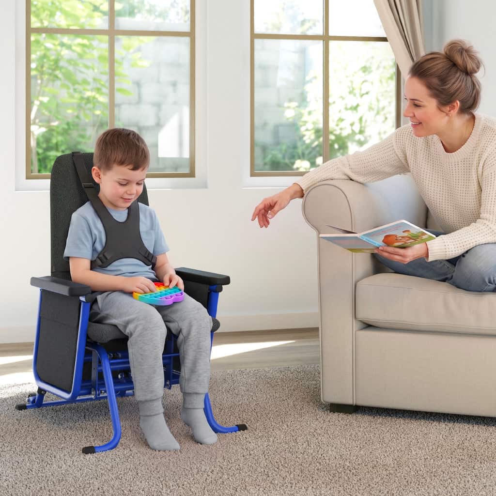 Child in an Aspire glider in a residential setting