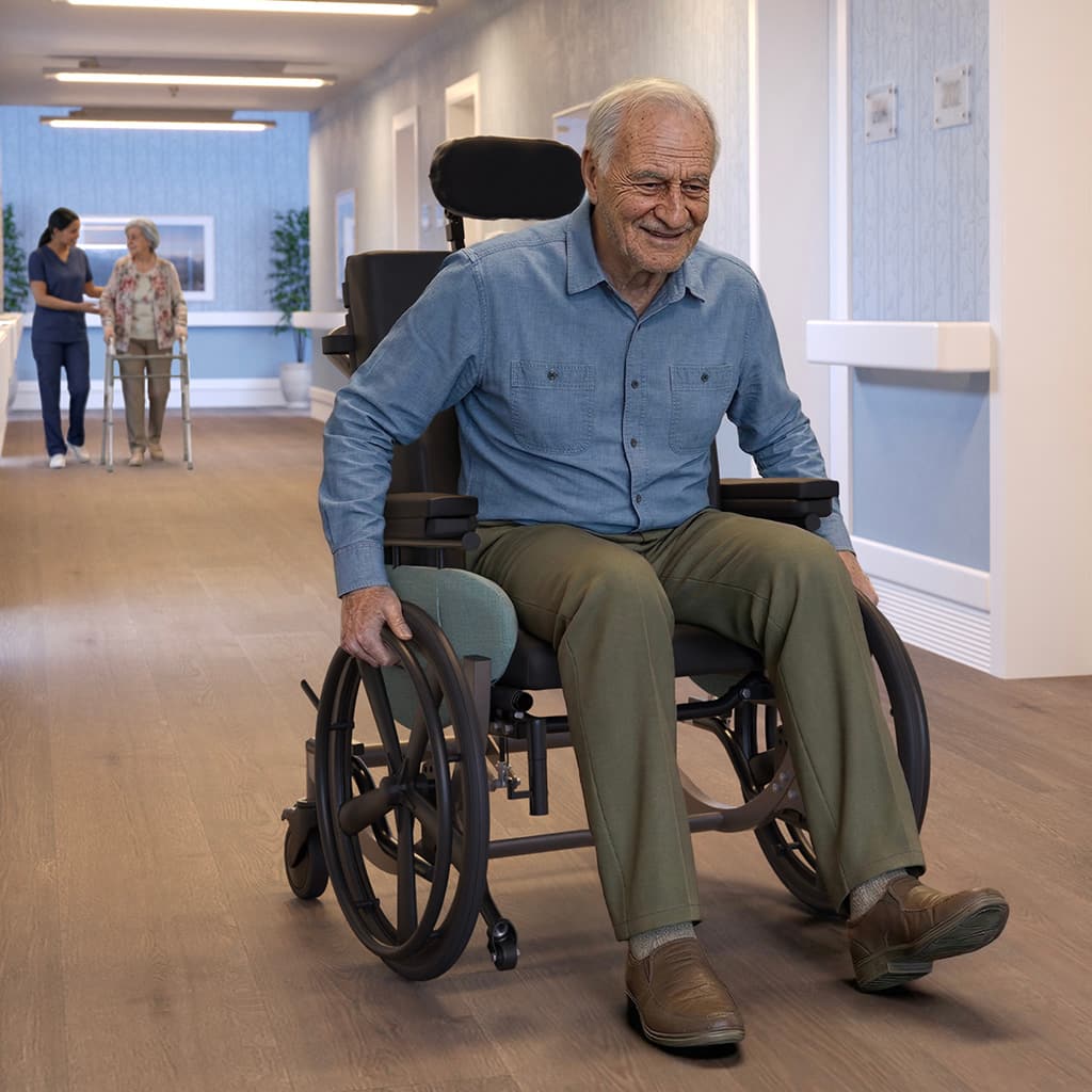 Senior man in an Encore Pedal in a hallway
